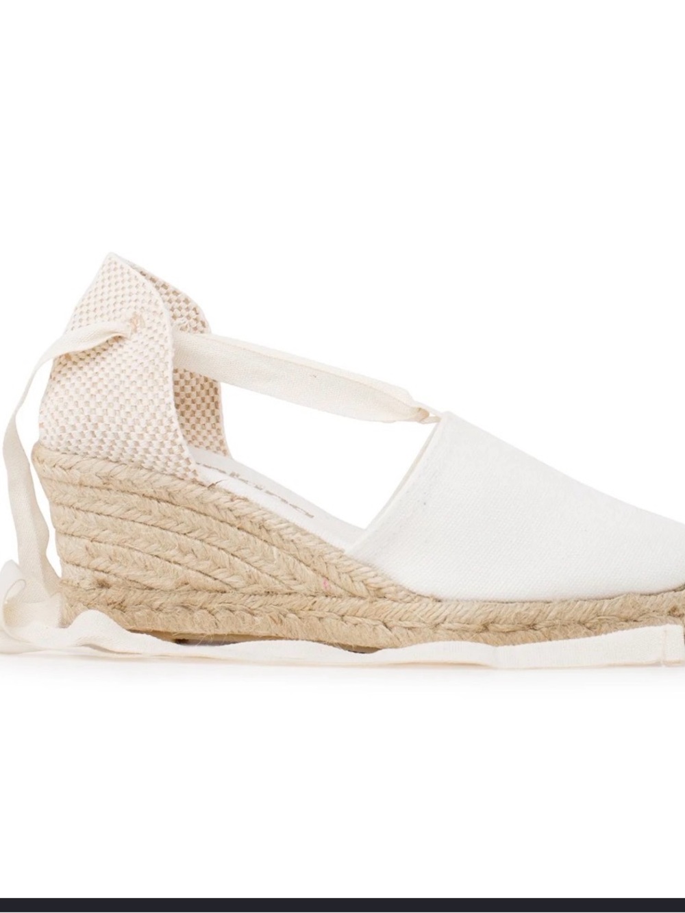 Tie-Ankle Canvas Espadrille Wedges in White size 40
